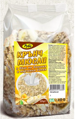Крънч мюсли с вкус на ванилия и парченца банан