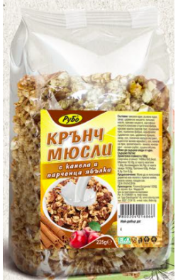 Крънч мюсли с вкус на канела и парченца ябълка